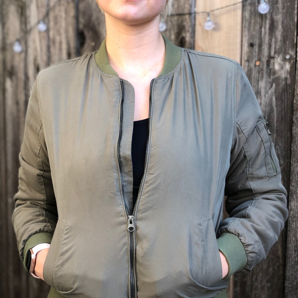 New York Fashion Olive Green Bomber Jacket